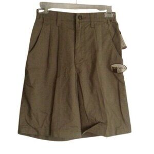 Lee Size 6M Shorts Womens Olive Smart Fabric Stretch Pleated Denim Twill NEW